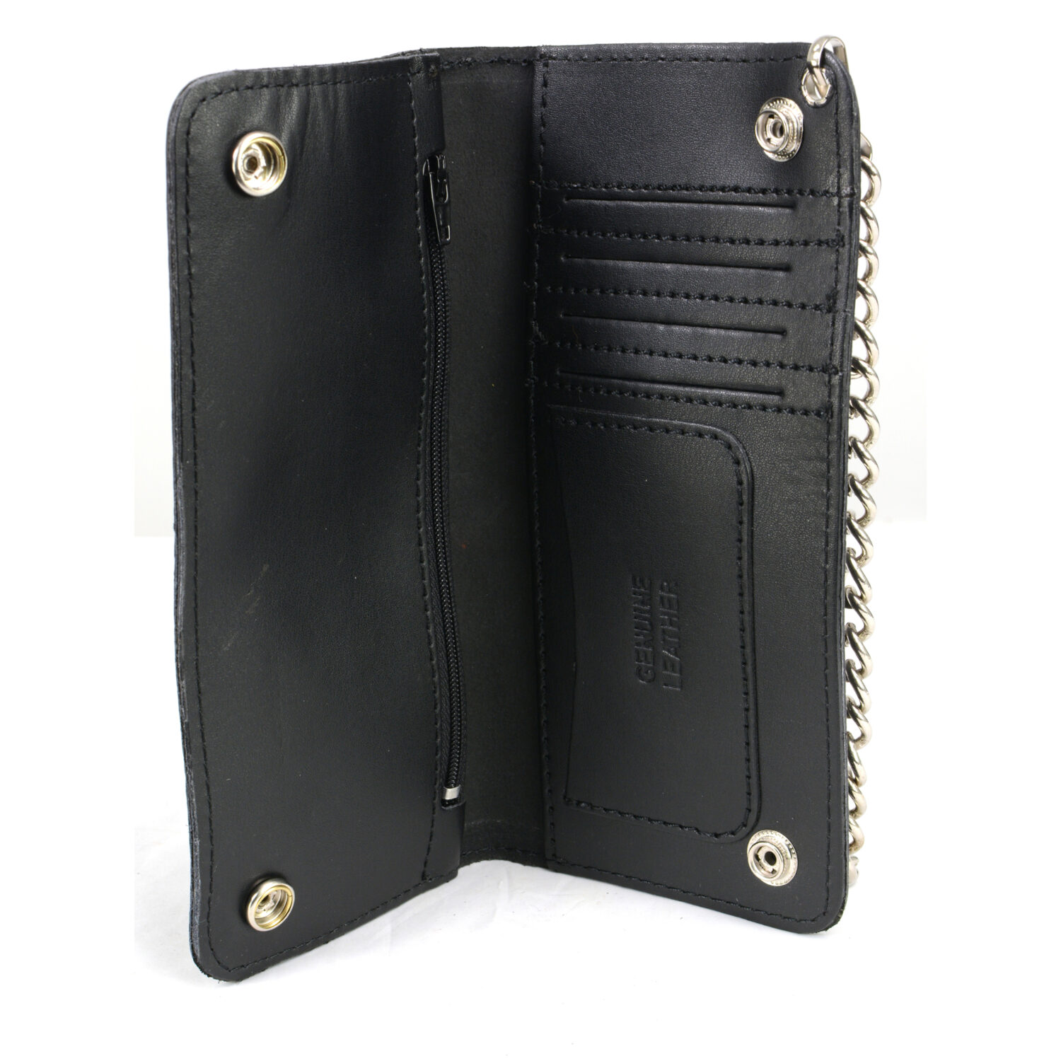 Milwaukee Leather  Men's 8” Leather Long Bi-Fold Biker Wallet w/ Anti-Theft Stainless Steel Chain - MLW7806 - Image 4