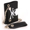 Milwaukee Leather  Men's 4” Black Leather Biker Wallet w/ Skull Cross Bones -Tri-Fold Anti-Theft Stainless Steel Chain - MLW7835