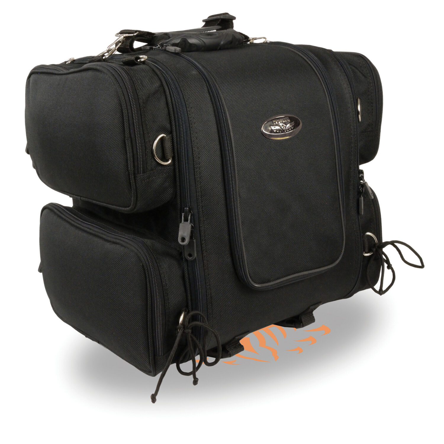 Medium Nylon Ultra Touring Sissy Bar Bag w/ Reflective Piping (17X17X12) - SH681
