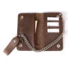 Men's 6.75” Distress Brown Leather Bi-Fold Biker Wallet w/ Anti-Theft Stainless Steel Chain - MLW7887 - Image 4