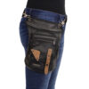 Conceal & Carry Black Leather Thigh Bag w/ Waist Belt - MP8880