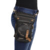 Conceal & Carry Black Leather Thigh Bag w/ Waist Belt - MP8890