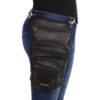Large Conceal & Carry Black Leather Thigh Bag w/ Waist Belt - MP8895