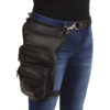 Large Conceal & Carry Black Leather Thigh Bag w/ Waist Belt - MP8895 - Image 2