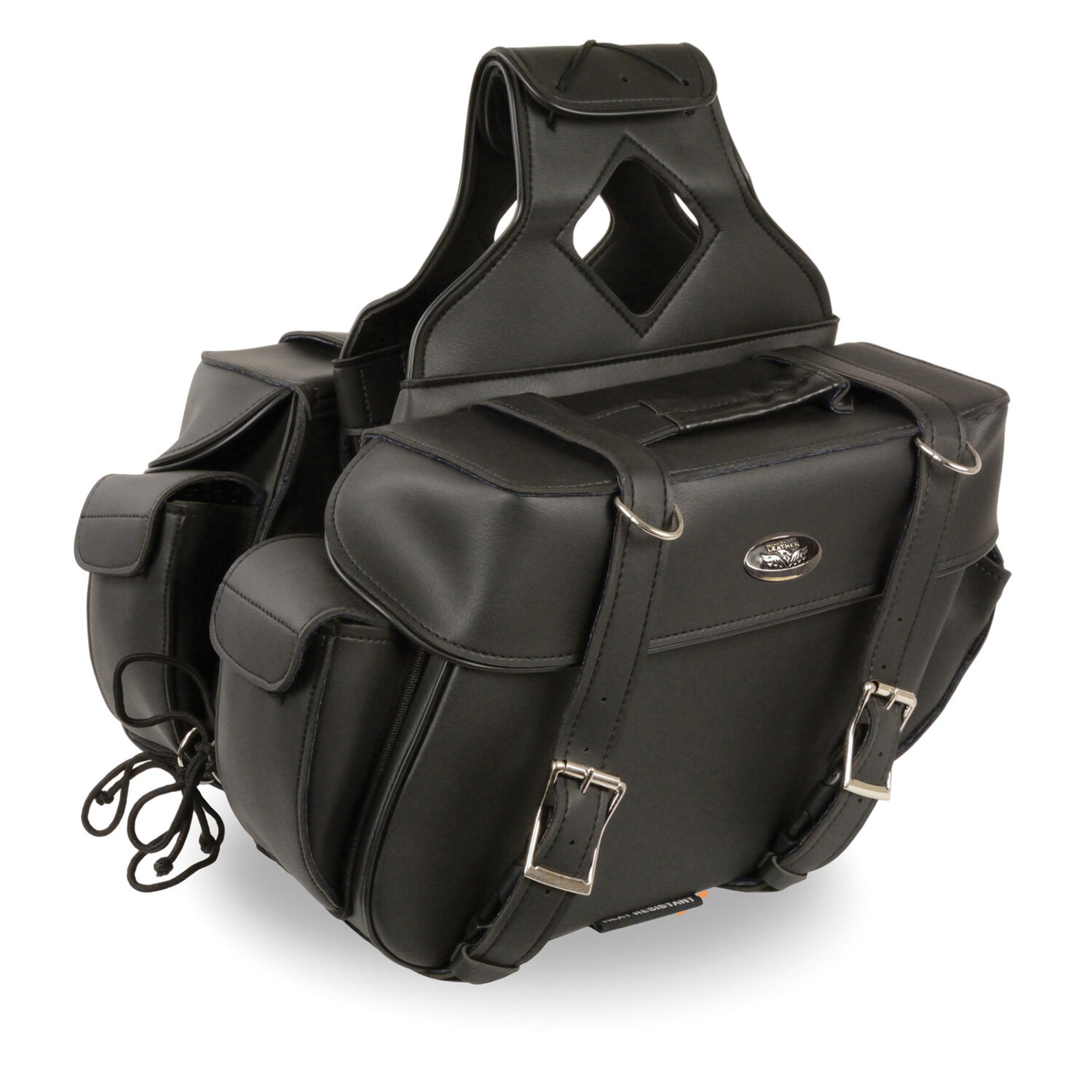 Medium Zip-Off PVC Throw Over Riveted Saddle Bag (13X10X5X20) - SH57403ZB - Image 3