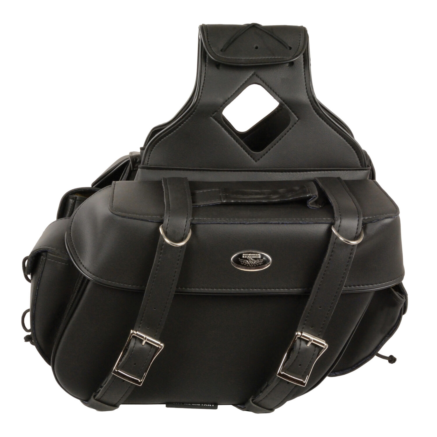 Medium Zip-Off PVC Throw Over Riveted Saddle Bag (13X10X5X20) - SH57403ZB - Image 2