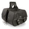 Zip-Off Two Buckle Extended Lid Studded PVC Throw Over Saddle Bag  (19X12X7X20) - SH655ZB